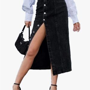 Amazon Black Pencil Midi Skirt with Slit